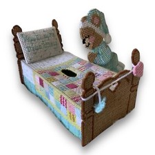 Vintage Teddy Bear Tissue Box Cover Quaker Oats Fisher Price Sleepy Handmade