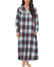 Nwt Lanz Of Salzburg Plaid Soft 100 COTTON FLANNEL 48" Long Ballet Nightgown M