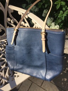 navy soft leather handbag