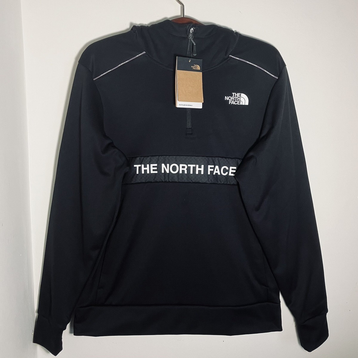 The North Face Hoodie Medium Mens Black 1/4 Zip Jumper Ampere Grey