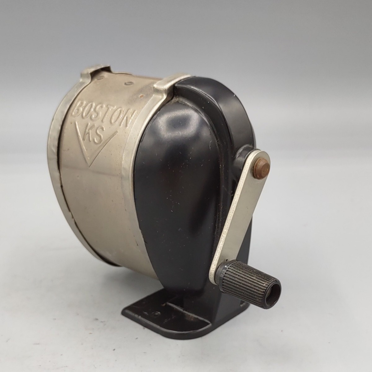 Vintage BOSTON KS Black 8 Hole Desk Mount Pencil Sharpener Vintage BOSTON KS Black 8 Hole Desk Mount Pencil Sharpener