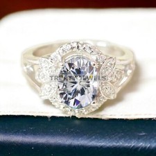 Moissanite Oval Cut Gemstone With 925 Sterling Silver Ring For Men's A430 