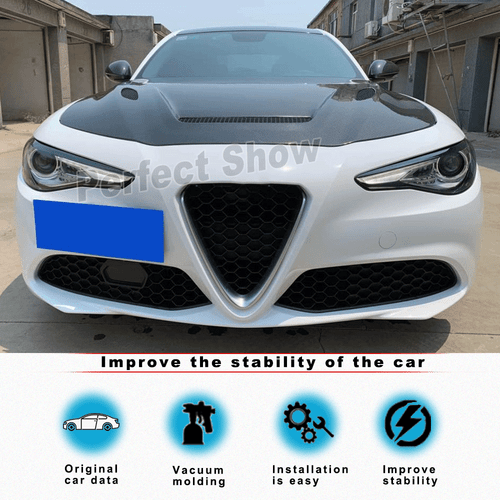 For Alfa Romeo Giulia 2017-20 Carbon Fiber Front Bonnet Engine Bumper Lid Cover - Picture 9 of 15