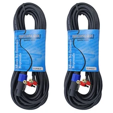 2 25ft foot SPEAKON compatible to banana SPEAKER to amp cord PA CABLE 12GA gauge