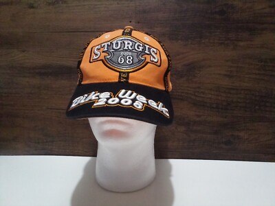 Casquette Semaine Vélo Sturgis Noire Avec Lettres Orange - Silver Eagle Hydroweave - Taille Unique Réglable
