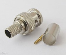 100 Sets Nickel Plated BNC Male Plug Crimp RF Connector for Coaxial Cable RG6
