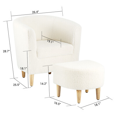 Accent Armchair Fabric Upholstered Single Sofa w/ Ottoman Living Room Couches US