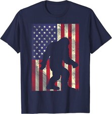 Bigfoot American Us Flag Memorial Day Sasquatch Unisex T-Shirt