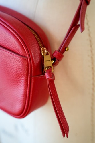 J.Crew cross body bag, Persian Red, leather H7"x W9"x D; 28" strap drop - Picture 5 of 14