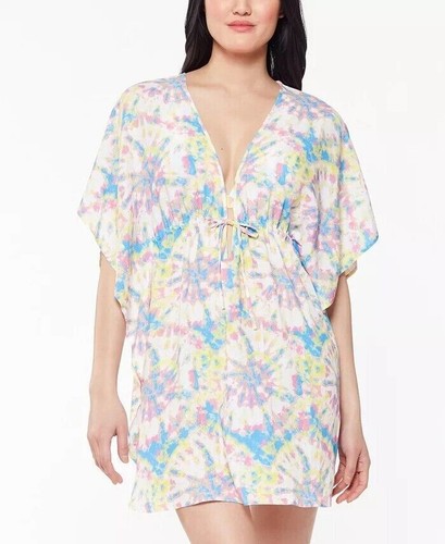 NWT Jessica Simpson Spritz Caftan Swimsuit Cover-Up M Tie Dye White