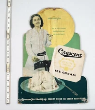 Crescent Dairy Ice Cream Advertising Counter Top Cardboard Display Kokomo IN