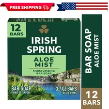 Irish Spring Bar Soap for Men, Aloe Mist Deodorant Bar Soap, 3.7 Oz, 12 Pack