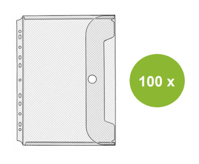 100 x Veloflex Prospekthülle Jumbo Crystal Sichthülle mit Klettverschluss DIN A4