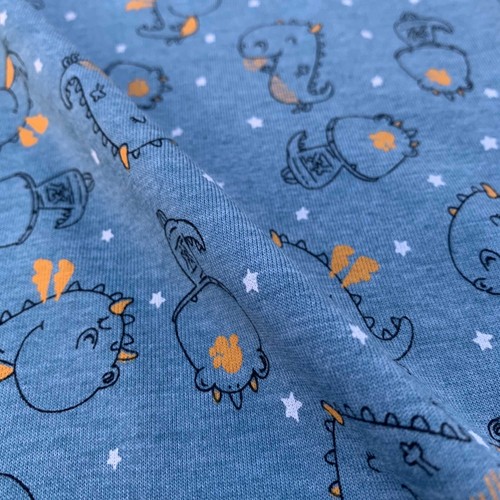 Cute Dinosaur Print Cotton Elastane Spandex Stretch Jersey Dress Craft Fabric - Picture 10 of 11