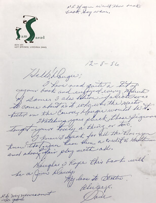 Sam Snead Hand Written Letter Signed to Golfer Doug Sanders JSA HOF Masters