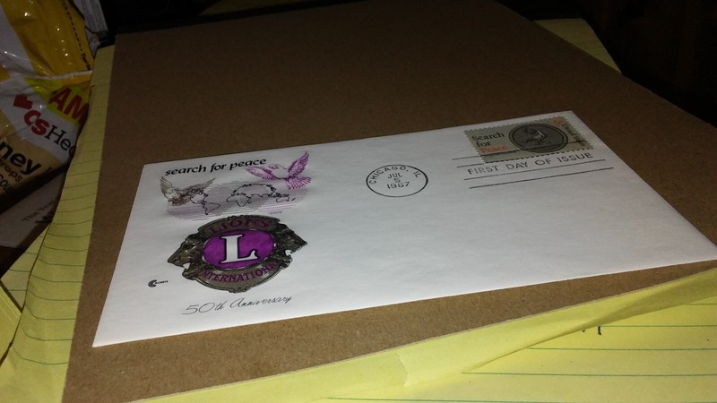 1st Day Cover -- Lions Club 50th anniversary -- Search for Peace