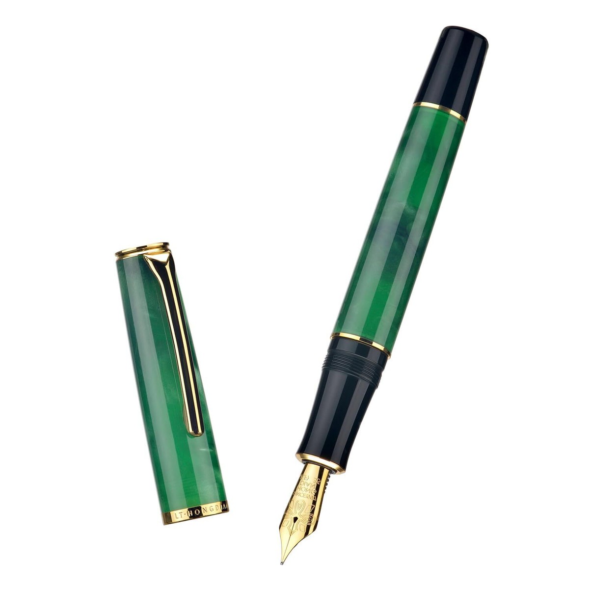 Hongdian N12 Piston Fountain Pen Fine Soft Nib Grass Green Acrylic