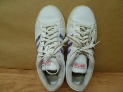Adidas Shoes Womens Grand Court White Tennis Floral strips EG0536 Size 7.5 UK 6