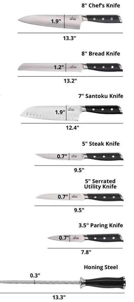 ПОЛНОСТЬЮ ЗАКРЫТЫЕ кухонные ножи, КОВАНАЯ НЕМЕЦКАЯ нержавеющая сталь, ТРОЙНАЯ ЗАКЛЕПКА ручка, НОВЫЕ - Изображение 2 из 4