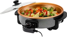 OVENTE 12 Inch Electric Skillet and Frying Pan with Nonstick Coating, 1400W Powe