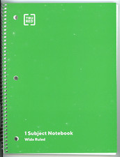 Notebook Green Color Metal Spiral 70 Sheets Wide Ruled 8"x10.5" 3 Binder Holes