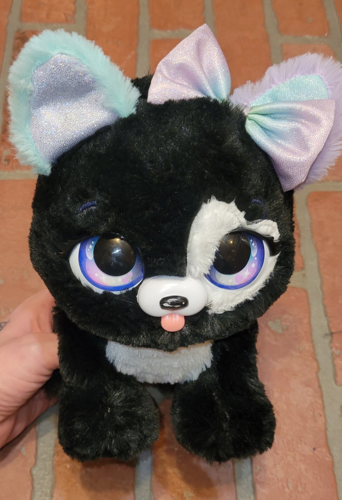 Present Pets Casey Dog Black Glitter Puppy Interactive Animated Plush