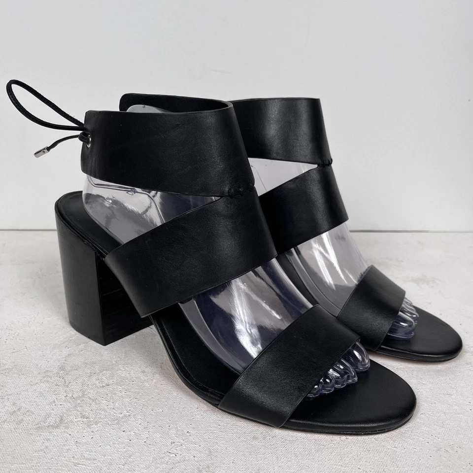 REBECCA MINKOFF Christy 粗跟 Vachetta 皮革凉鞋黑色 10.5M 码 — 第 2/4 张图片