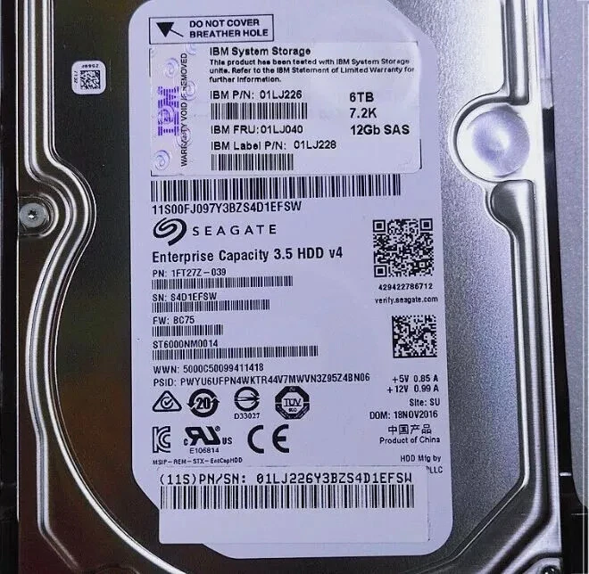 DISK SEAGATE 6TB 7.2K 12G SAS ENTERPRISE CAPACITY V5 3.5"  PN: ST6000NM0014