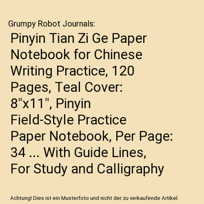Pinyin Tian Zi Ge Paper Notebook for Chinese Writing Practice, 120 Pages, Teal C