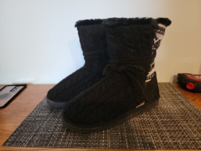 Mukluks Boots Womens 10 Clementine Knit Winter Ankle Lace Flats