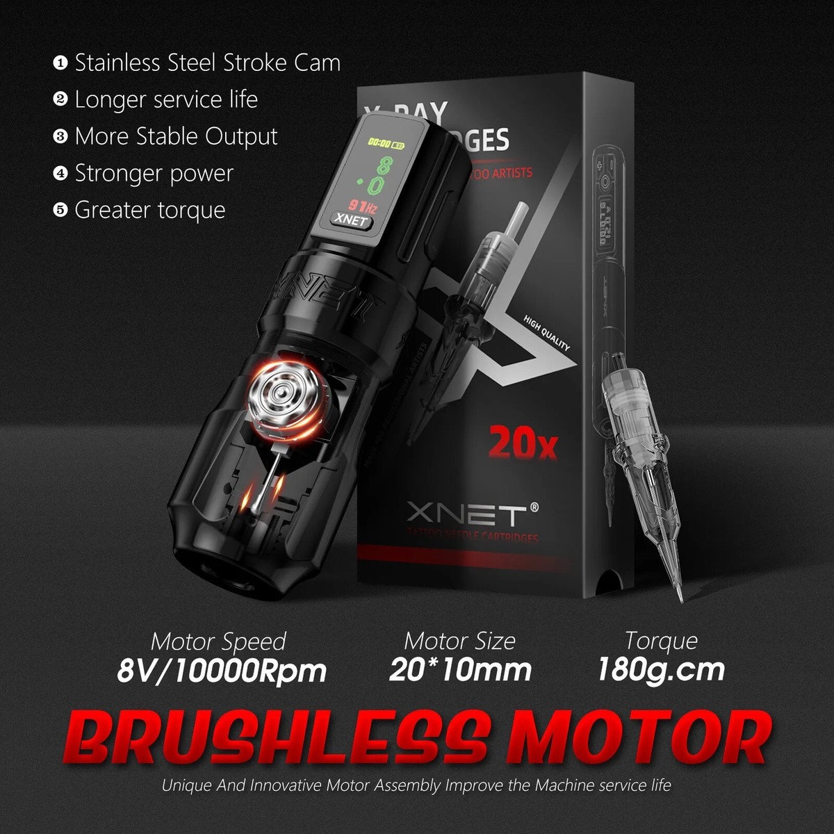 XNET Wilk 2025 Wireless Tattoo Machine Pen Brushless Motor