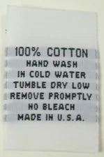 50 pcs WHITE WOVEN CLOTHING CARE LABEL - 100% COTTON - HAND WASH COLD