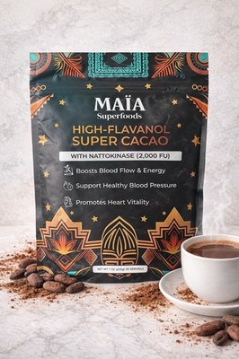 MAIA High-Flavanol Super Cacao with NATTOKINASE 7oz 30 servings Free Shipping