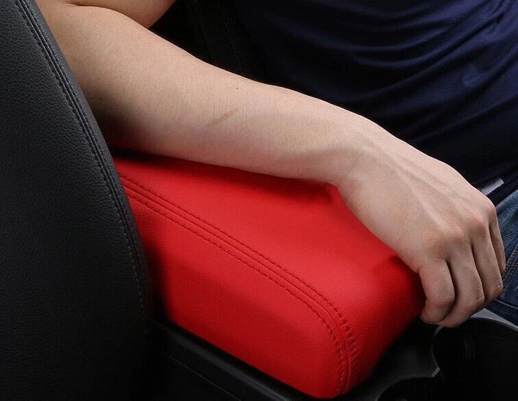 Protector de embellecedor de caja de reposabrazos de cuero rojo para Porsche Cayenne 2011-2017 Foto 3 de 4