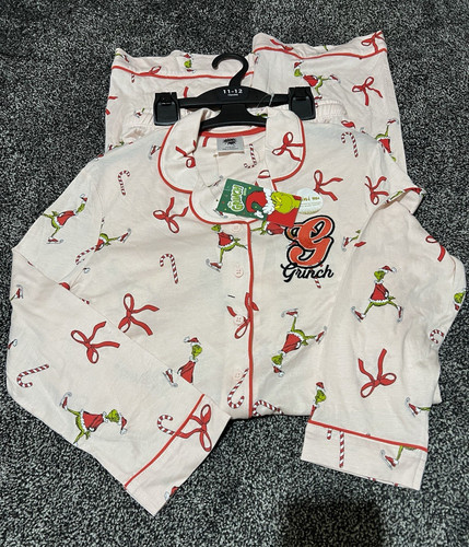 M&S The Grinch Christmas 2pc Cotton Jersey Long Sleeve Pyjama Set 11-12 years