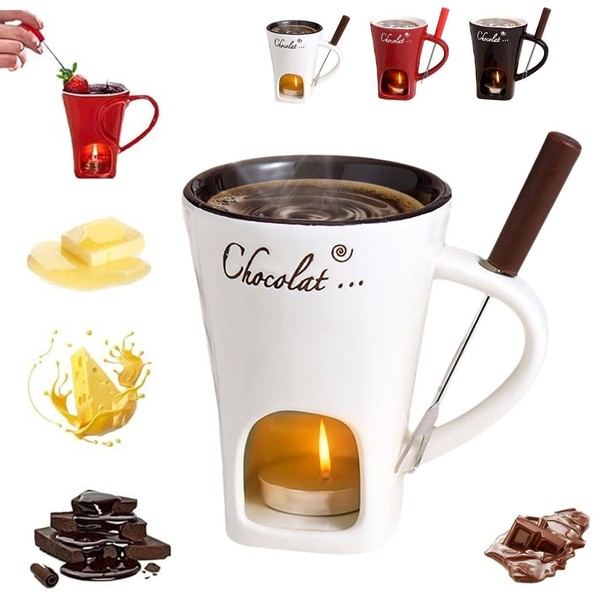 Fondue de cerámica Meg 130 ml - Personal alimentado por velas y fundidor de queso