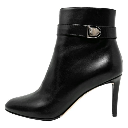 Bottines Christian Dior cuir bout amande boucle