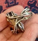 HUGE SANDRA DINI 12K GOLD STERLING SILVER RED CORAL BRUTALIST RING ITALY SIZE 6 — photo 8