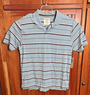 New With Tags Ruff Hewn / Well Worn Vinta Blue Striped Polo Shirt Men's Size L