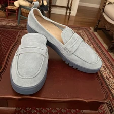 Vionic Suede Leather Chantel Vio Motion Loafers - Blue Haze | Size 10