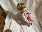 Unbranded Kids Pink White Overalls Porcelain Doll — photo 3