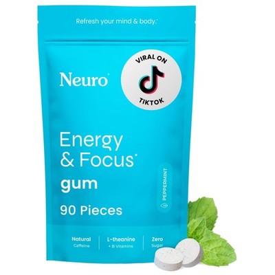 Clean Energy Boost - 90ct Peppermint Gum with Natural Caffeine & Nootropics