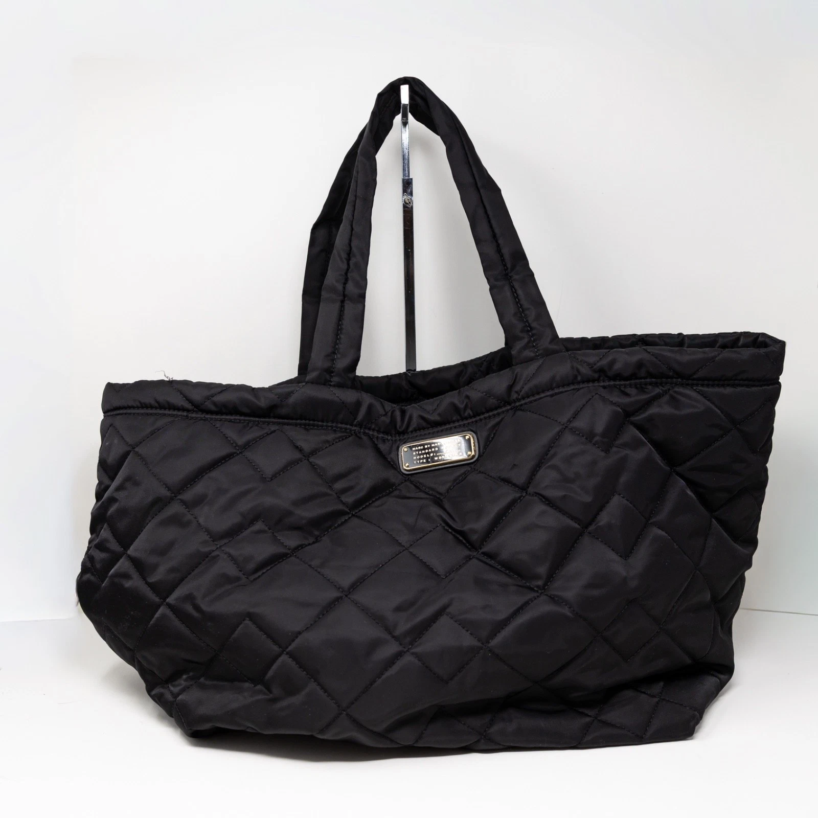 Marc Jacobs Large Nylon Water Resistant Quilted Shoulder Tote Travel Bag Black