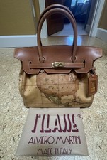      Rare Alviero Martini 1A Classe Geo Map Large Structured Satchel NWT Italy