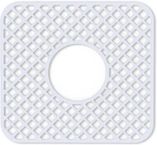Silicone Sink Protector 2 Pack 13x11 Inch Grid Mat for Center Drain White