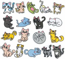18pcs Cat Iron on Patches Embroidery Applique Patches for DIY Jeans Jackets C...