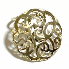 Vintage Goldtone Monogram Scarf Clip with Scroll Letters   1.75”