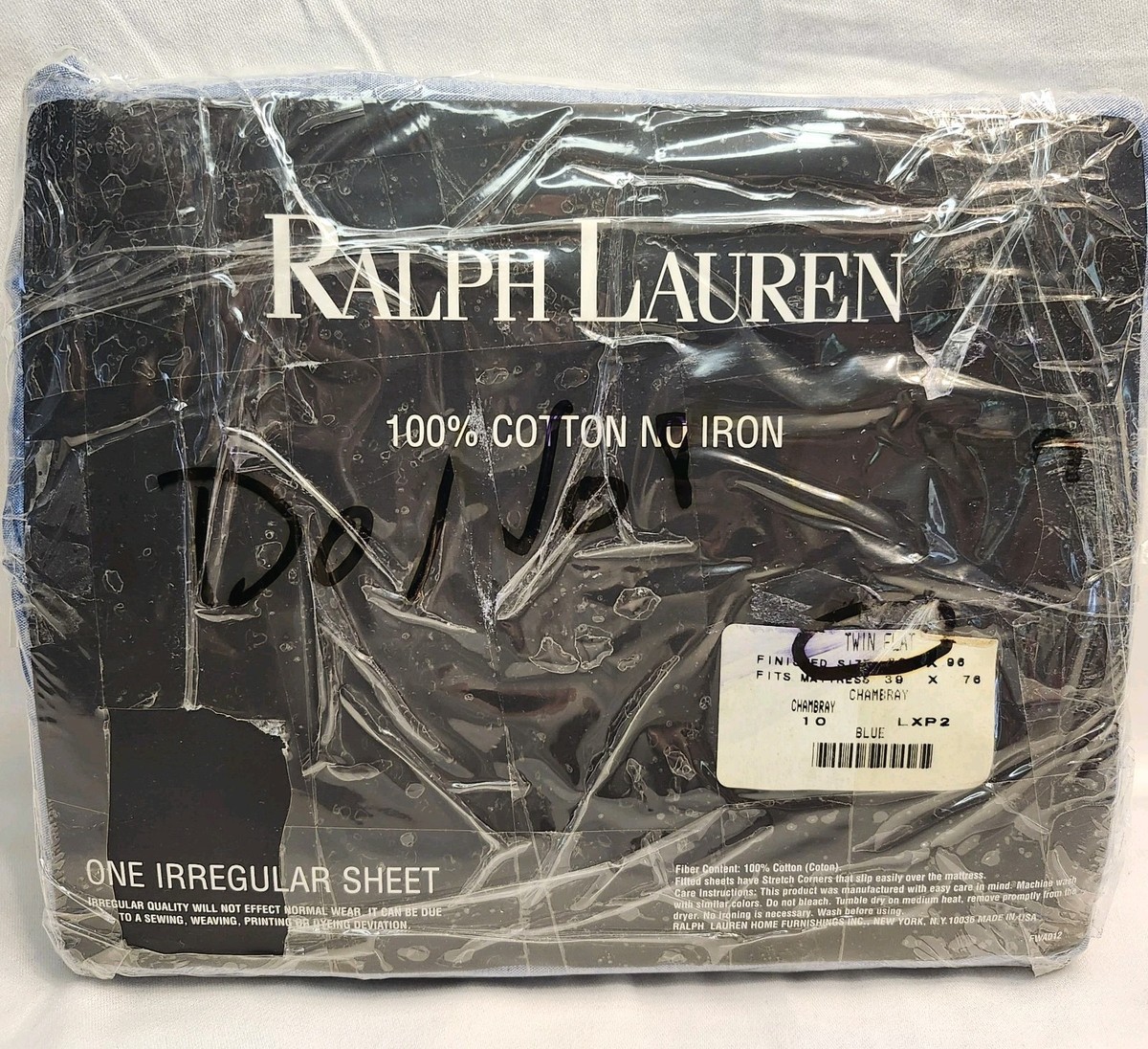 Vintage Ralph Lauren Chambray Blue Denim Twin Flat Sheet 100
