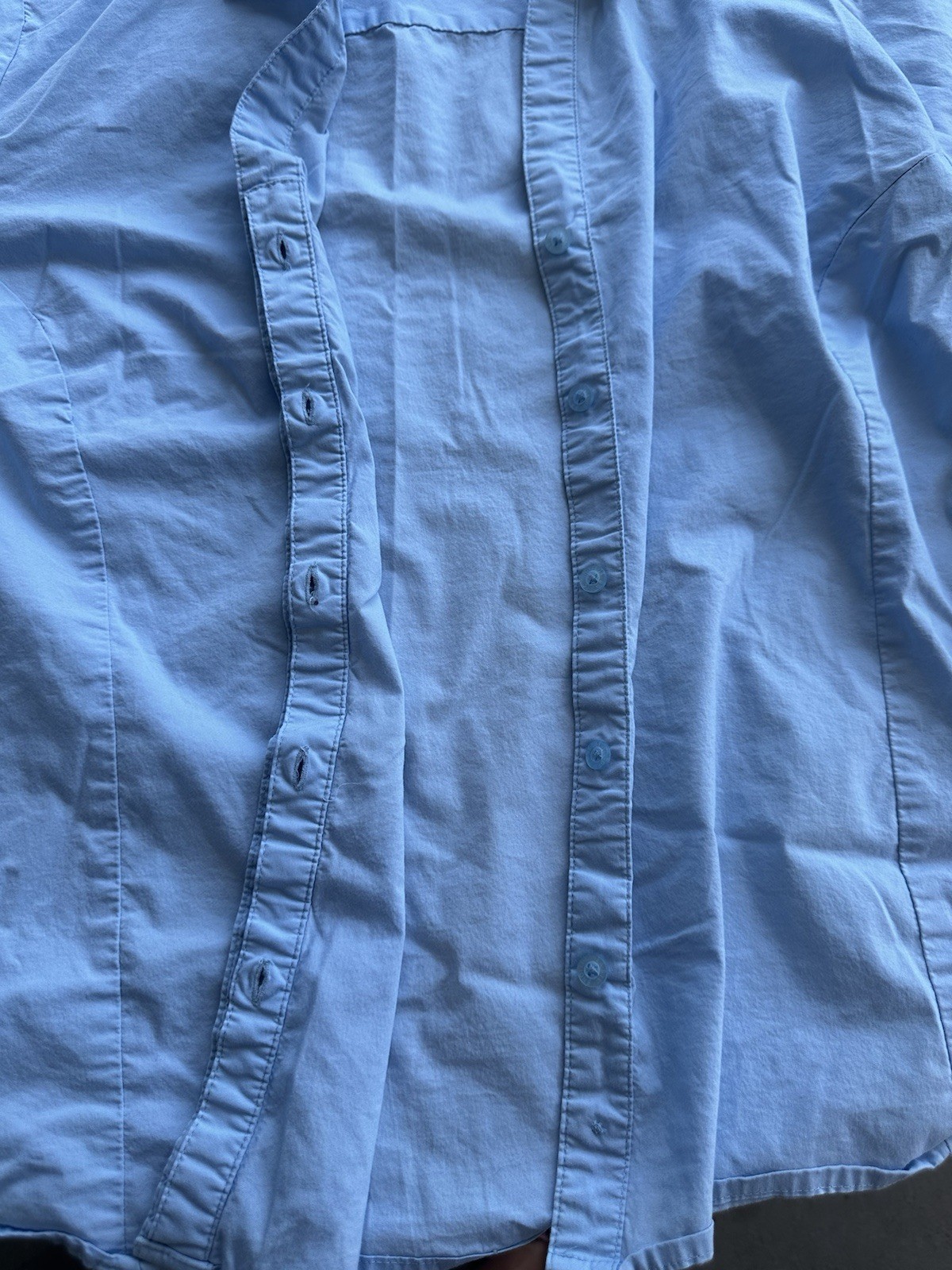 Basic Editions 3/4 Sleeve Button Down Top in Blue… - image 8