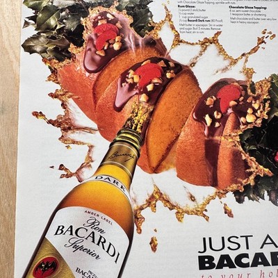 1992 Bacardi Rum Cake Holidays Vintage Print Ad Alcohol Liquor Advert Art